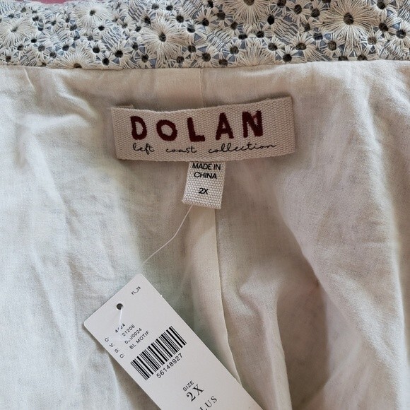 Dolan Left Coast Rossi Eyelet 100% Cotton Moto Jacket Blue White Size 2X - Picture 10 of 12